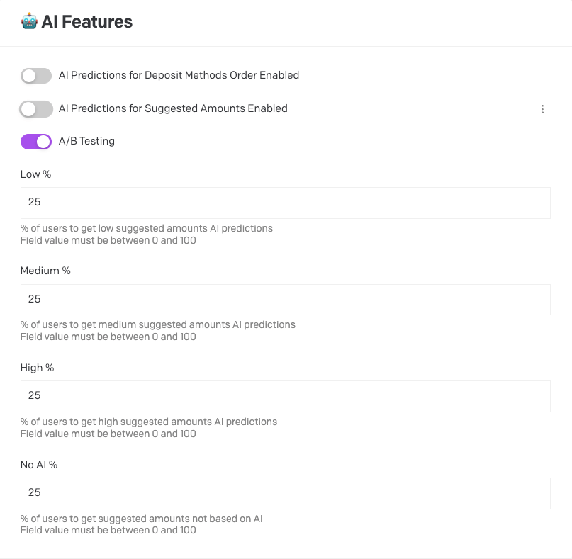 Screenshot of A/B Testing