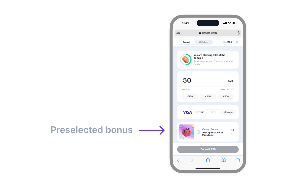 Preselected bonus